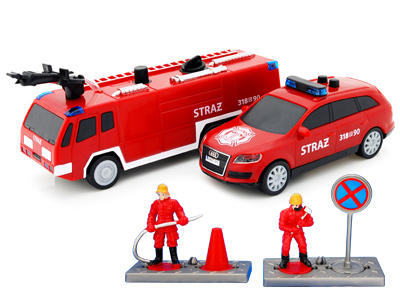 ZESTAW STRAŻ POŻARNA 2 AUTA 2 FIGURKI DICKIE