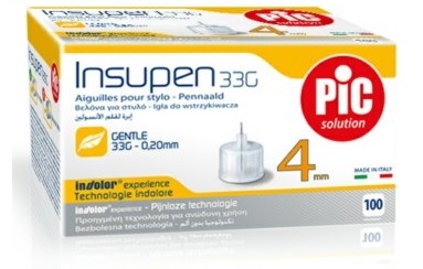 Igły do penów INSUPEN 33G 0,2x4mm NAJCIEŃSZE