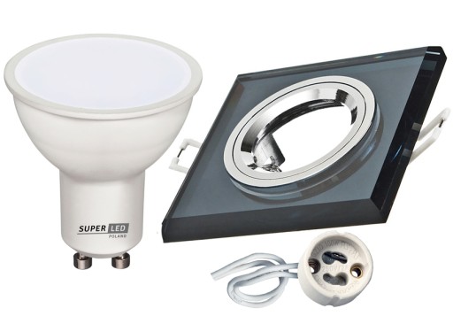 Zestaw oprawa halogenowa SZKLANA kw + LED GU10 5W