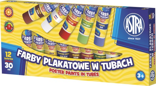 Farby plakatowe ASTRA w tubie 30ml 12kol 20263