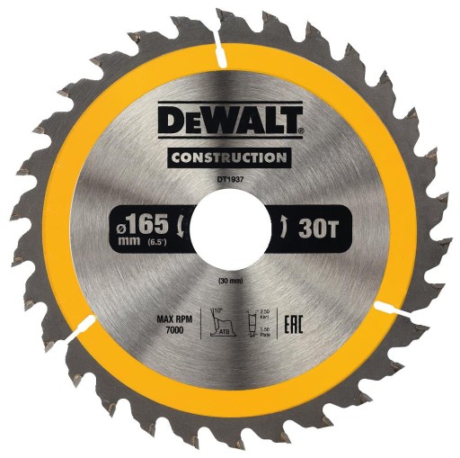 Dewalt tarcza piła do drewna 165mm 30mm 30z DT1937