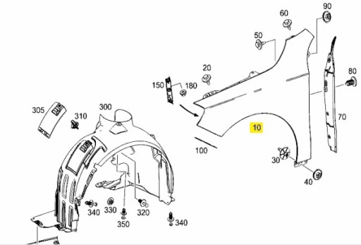 A176 881 02 01 - Новое правое крыло Mercedes A-class W176 Original