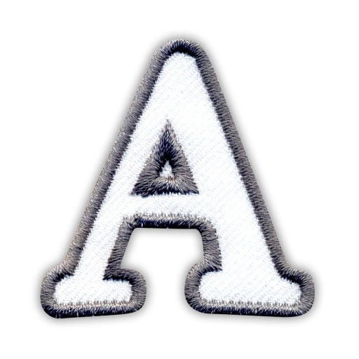 Nášivka LITERA, písmeno A - bielo-šedá výšivka