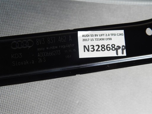 AUDI S3 8V mechanism windows right 3D 8V3837462A