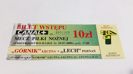 Квиток GÓRNIK Łęczna - LECH Poznań 2000