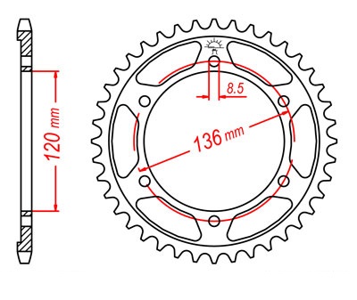 jtr1847.57 - Зірочка задня задня JT YAMAHA TZR TDR 125 XT 250 57Z