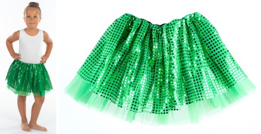 СПІДНИЦЯ-ПАЧКА З ТЮЛЮ З ПАЙЄТКАМИ ТЕМНО-ЗЕЛЕНА 30 СМ