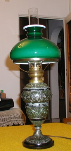 gloria Problema portugués Lampa naftowa-elektr. z zielonym kloszem XIX / XXw 8565155885 - Allegro.pl