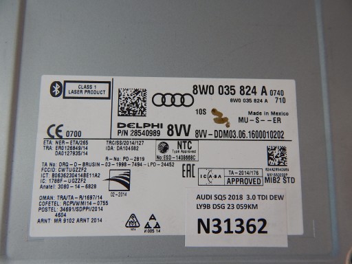 AUDI Q5 SQ5 II RADIO SD MULTIMEDIA 8W0035824A