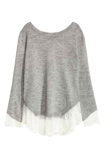 Zdjęcie oferty: H&M SWETER SZARY WIĄZANY KORONKA XS 34