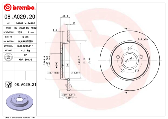 DISCS PADS BREMBO REAR - FORD C-MAX 265MM photo 2 - milautoparts-fr.ukrlive.com