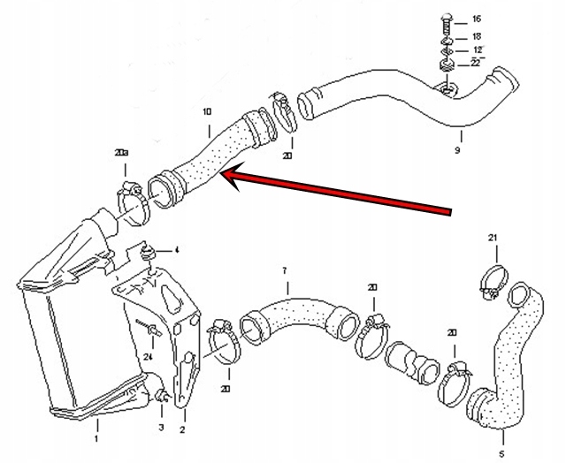 TUBE JUNCTION PIPE CABLE TURBO TURBINE VW PASSAT B5 1.9TDI photo 2 - milautoparts-fr.ukrlive.com