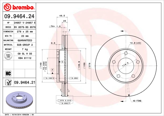 2× DISC BRAKE FRONT FORD FOCUS II 04- VOLVO C30 C70 + PADS BRAKE FRONT BREMBO P24061 FORD photo 2 - milautoparts-fr.ukrlive.com