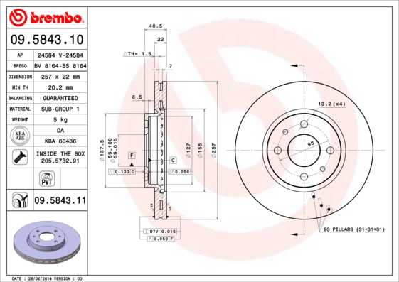 DISQUES SABOTS DE FREIN BREMBO AVANT FIAT FIORINO photo 2 - milautoparts-fr.ukrlive.com