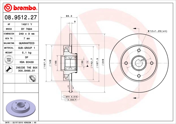 DISQUES I SABOTS DE FREIN BREMBO ARRIÈRE CITROEN C3 PICASSO photo 2 - milautoparts-fr.ukrlive.com