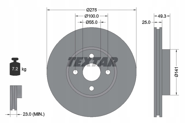 DISCS PADS TEXTAR -TOYOTA COROLLA VERSO I 275MM photo 2 - milautoparts-fr.ukrlive.com