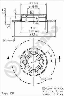 DISQUES I SABOTS DE FREIN BREMBO ARRIÈRE AUDI A4 B6 245MM photo 2 - milautoparts-fr.ukrlive.com