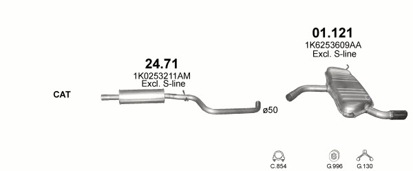 01.121 SILENCIEUX FINAL AUDI VW GOLF