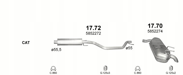 POT D'ÉCHAPEMENT CENTRAL OPEL VECTRA C 2.0CDTI 17.72AL/PLO photo 1 - milautoparts-fr.ukrlive.com