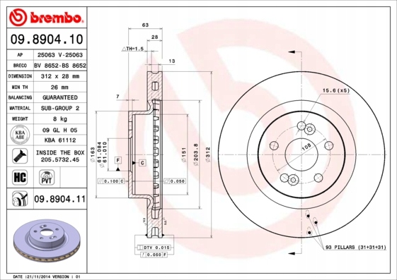 BREMBO DISQUES AVANT CLIO 3 RS MEGANE II RS 312MM photo 3 - milautoparts-fr.ukrlive.com