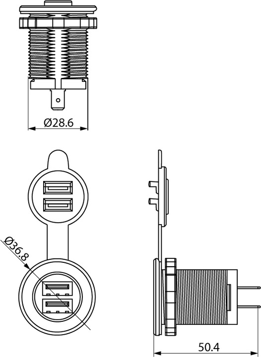 CONNECTOR 2 PCS. USB FOR SAMOCHODU, CIAGNIKA, SCREWED photo 5 - milautoparts-fr.ukrlive.com