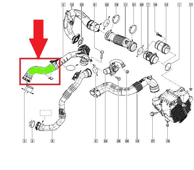 фото №9, Труба шланг turbo renault clio iv 1.5 dci 144609034r