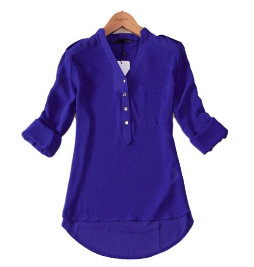 Elegant shirt with V-neck buttons in 3 colors L 9664446768 Odzież Damska Topy AE VCOPAE-4