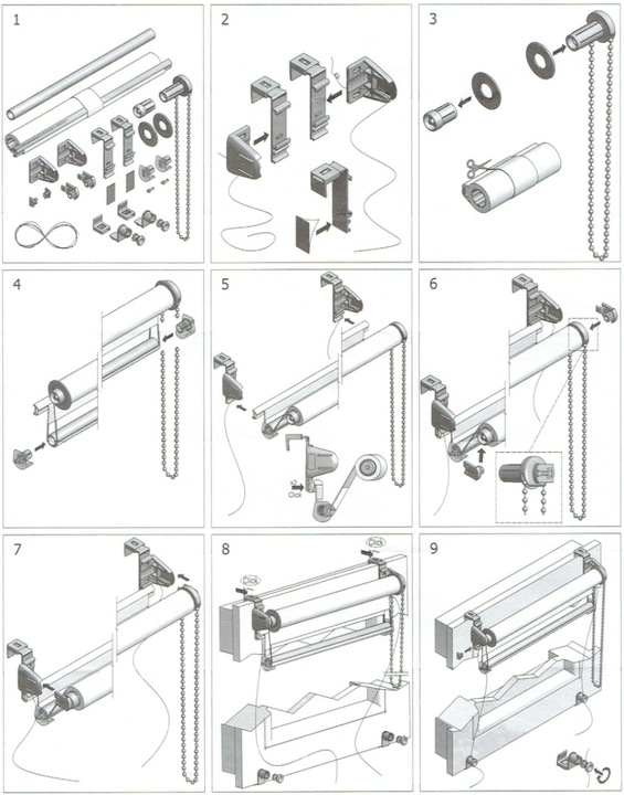 Схема сборки рулонных штор inspire